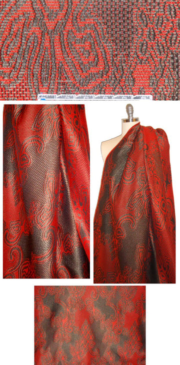 Italian wool blend jacquard brocade - carmen/gunmetal