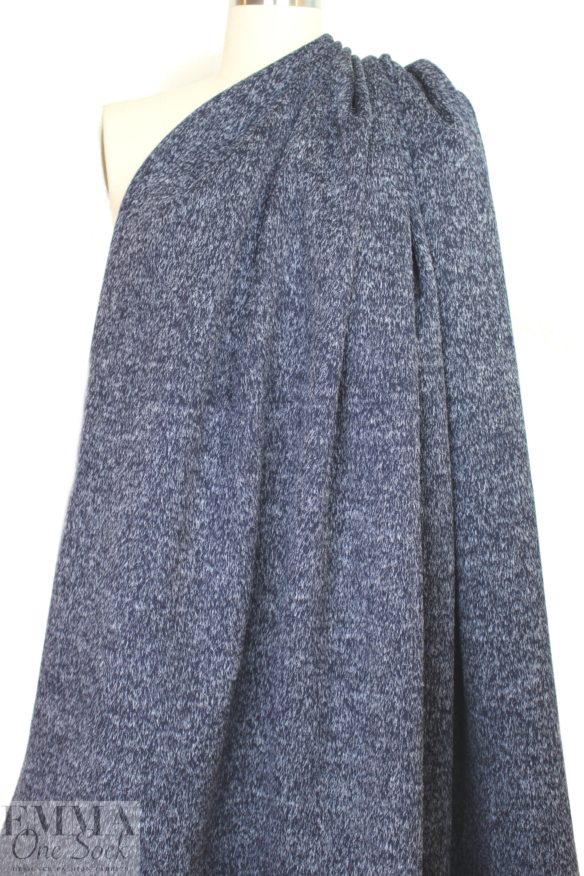 famous designer wool/cashmere doublecloth - navy/white 1.125 yds