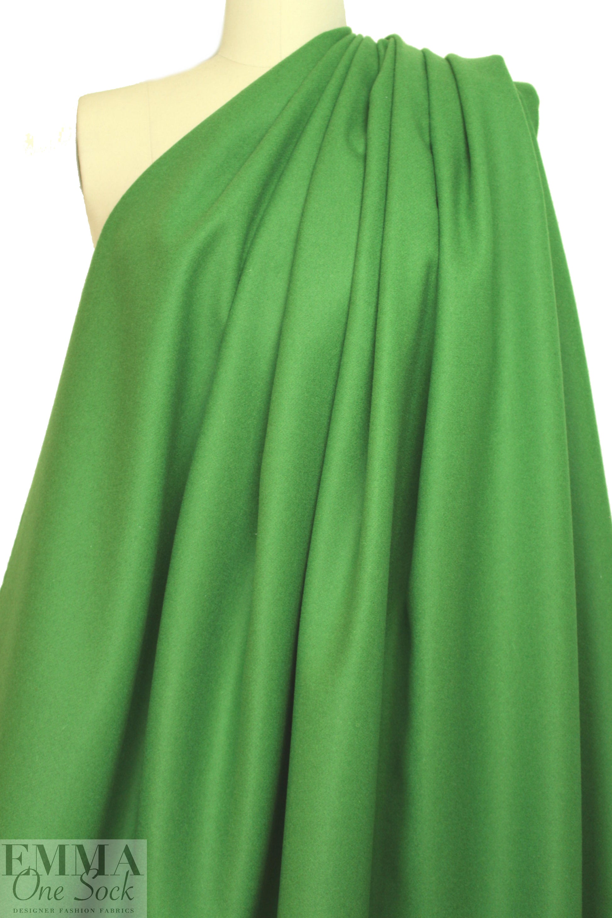 famous designer virgin wool coating - bright moss