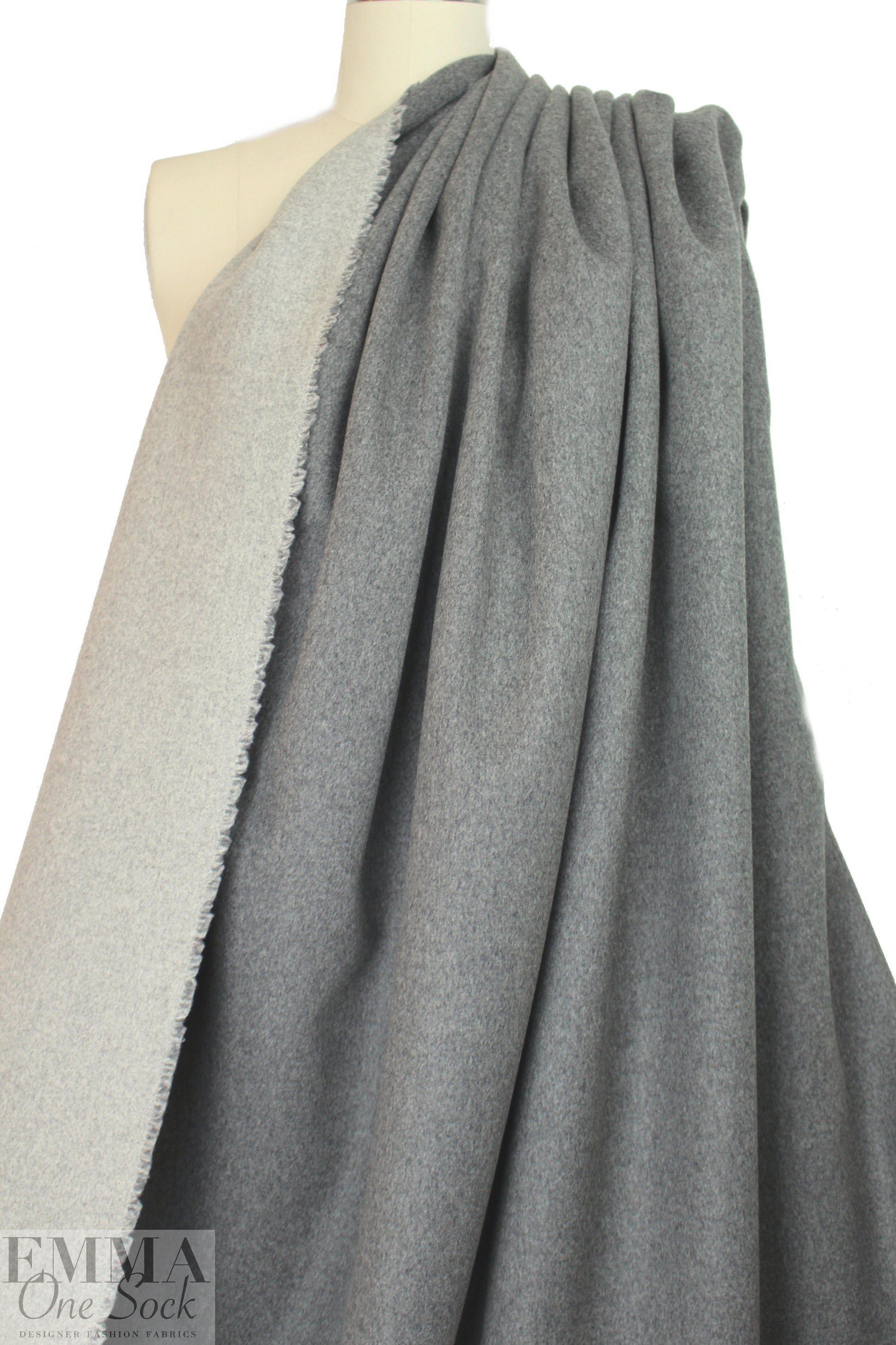 famous designer wool/cashmere doublecloth - grays