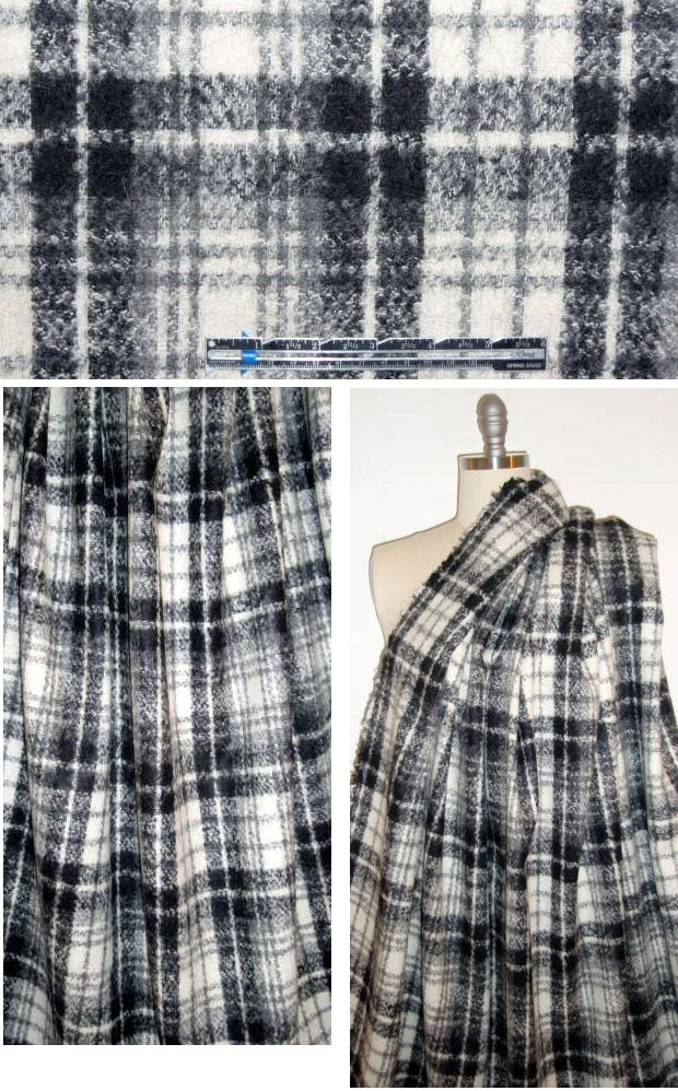 Italian wool/cashmere blend boucle plaid suiting