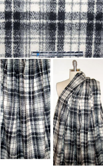 Italian wool/cashmere blend boucle plaid suiting 1.875 yd