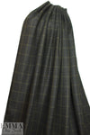 Italian olive-brown plaid wool/cashmere suiting 1.875 yds