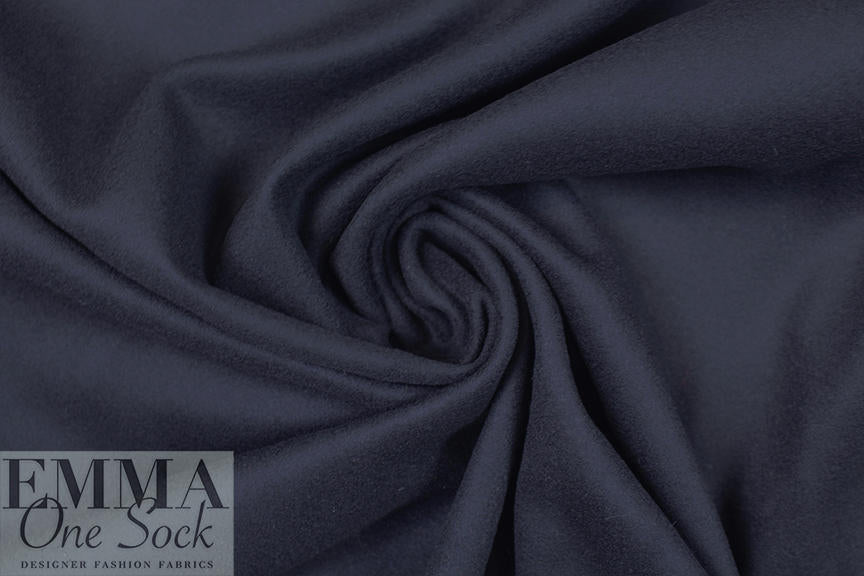NY designer wool/cashmere woven coating - deep midnight