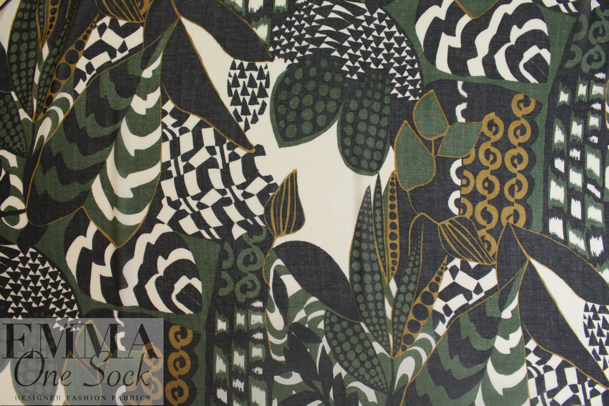 Italian printed wool/viscose gauze - garden graphic