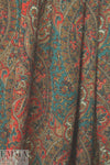 NY designer garnet/pine vintage paisley wool challis