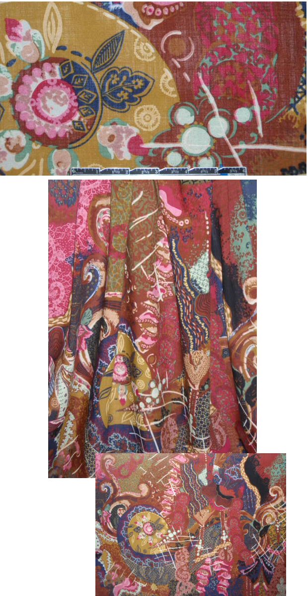 Italian vintage decorative montage panel wool challis