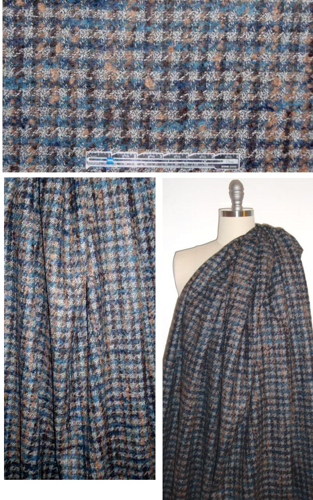 0scar de la Rent@ mallard/coffee checkered tweed