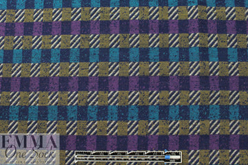 Italian violet/turq/navy plaid fancy weave suiting