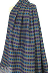 Italian violet/turq/navy plaid fancy weave suiting