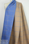 Italian wool blend blue/camel windowpane coating