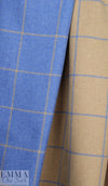 Italian wool blend blue/camel windowpane coating