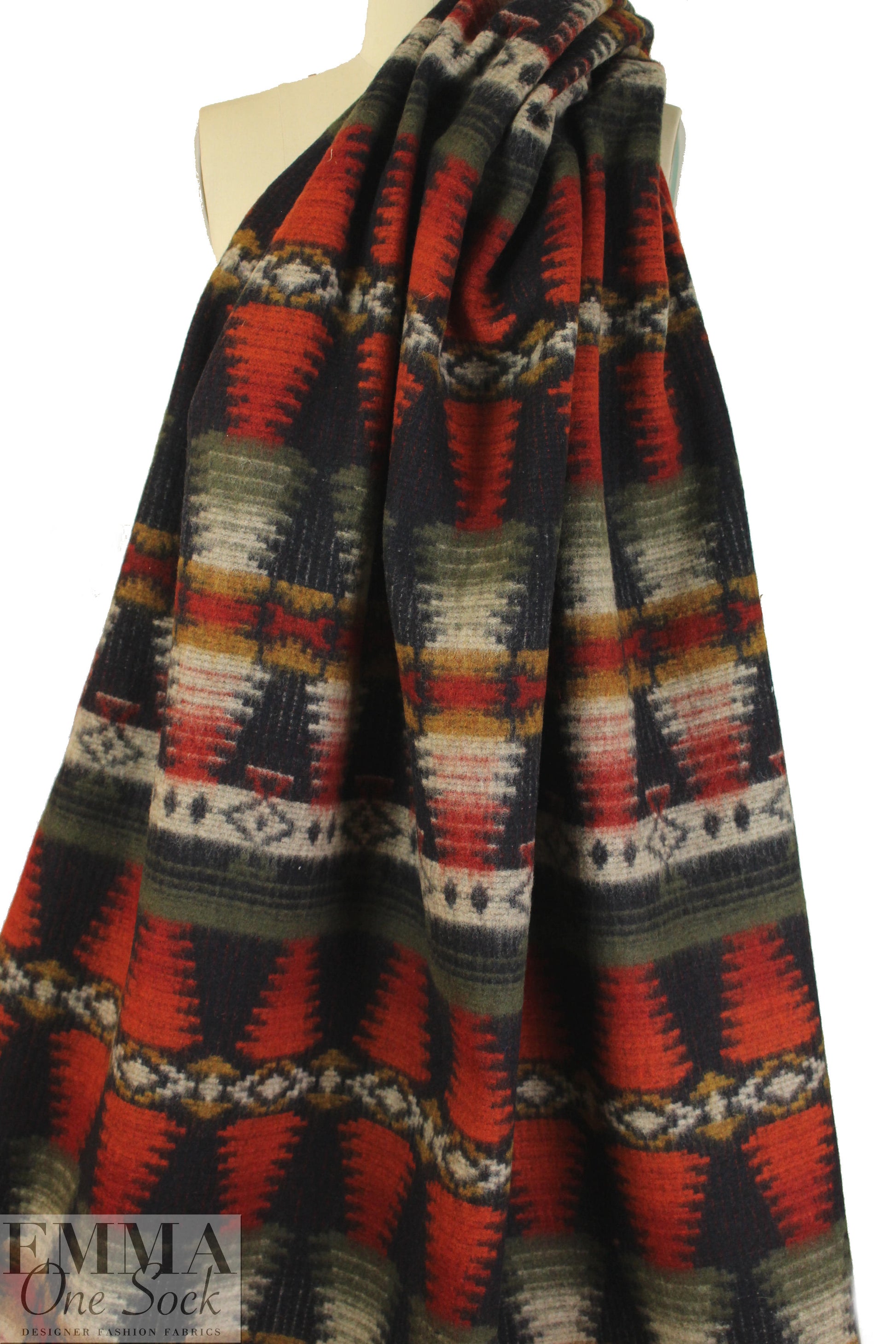 NY designer southwest graphic heavy wool coating