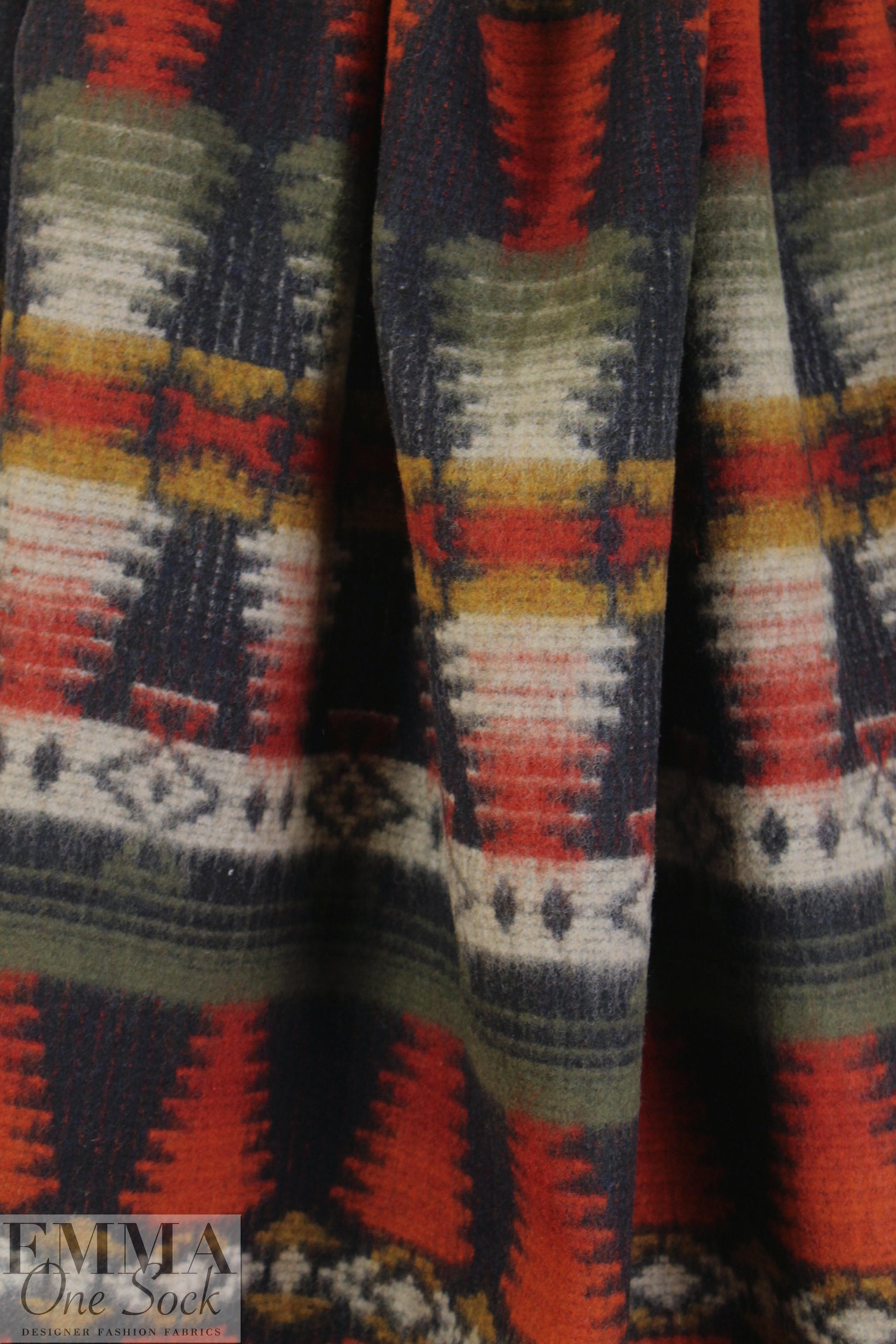NY designer southwest graphic heavy wool coating