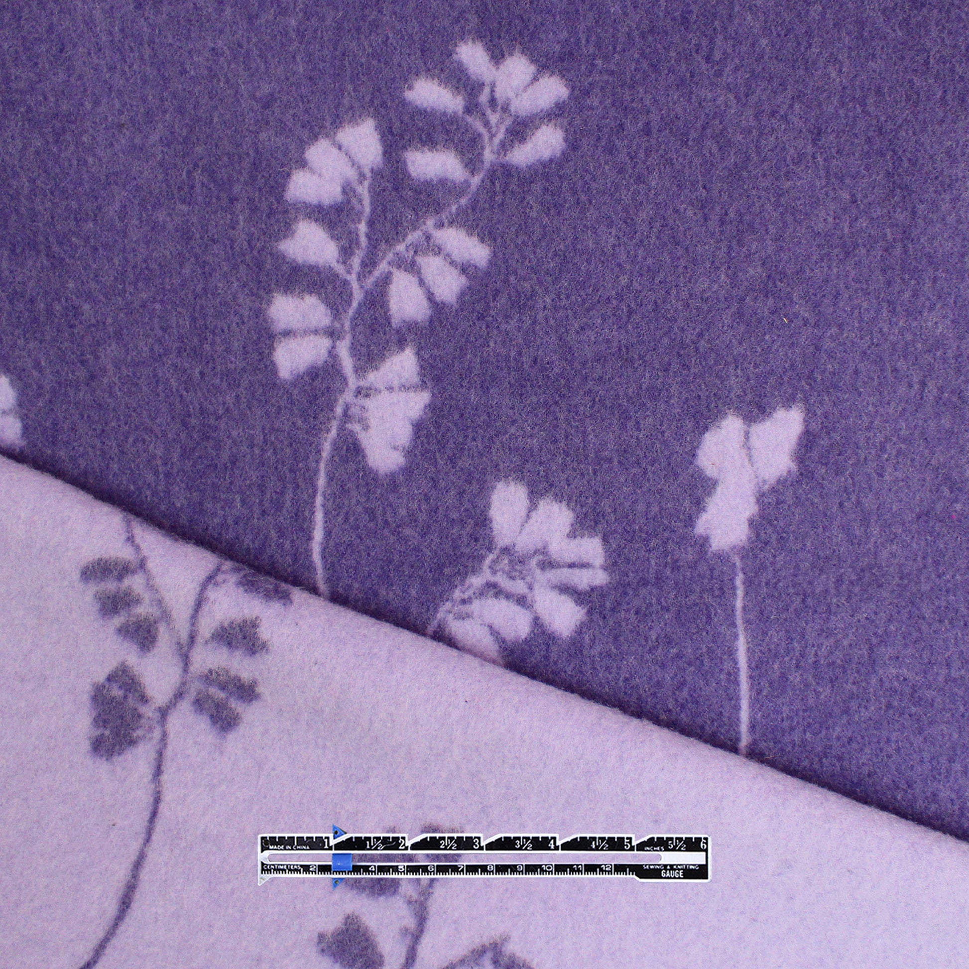 Italian 'lilac floral' doubleface brushed wool coating