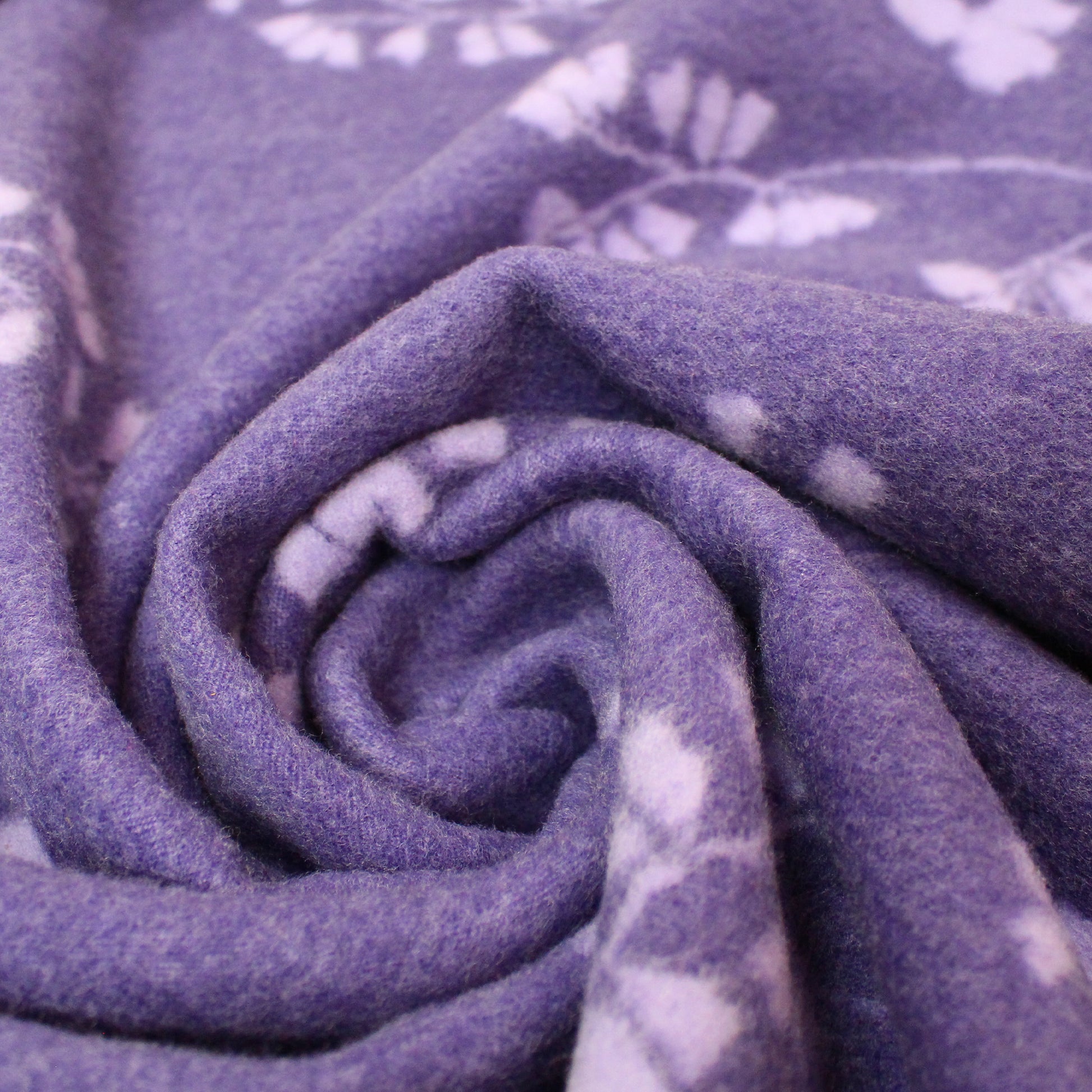 Italian 'lilac floral' doubleface brushed wool coating
