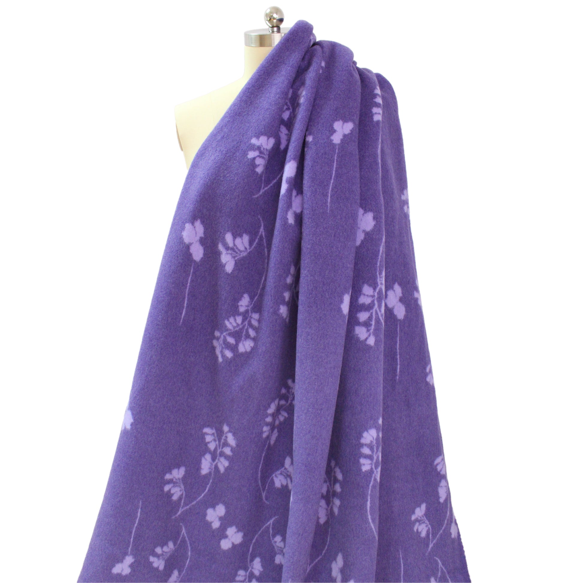 Italian 'lilac floral' doubleface brushed wool coating