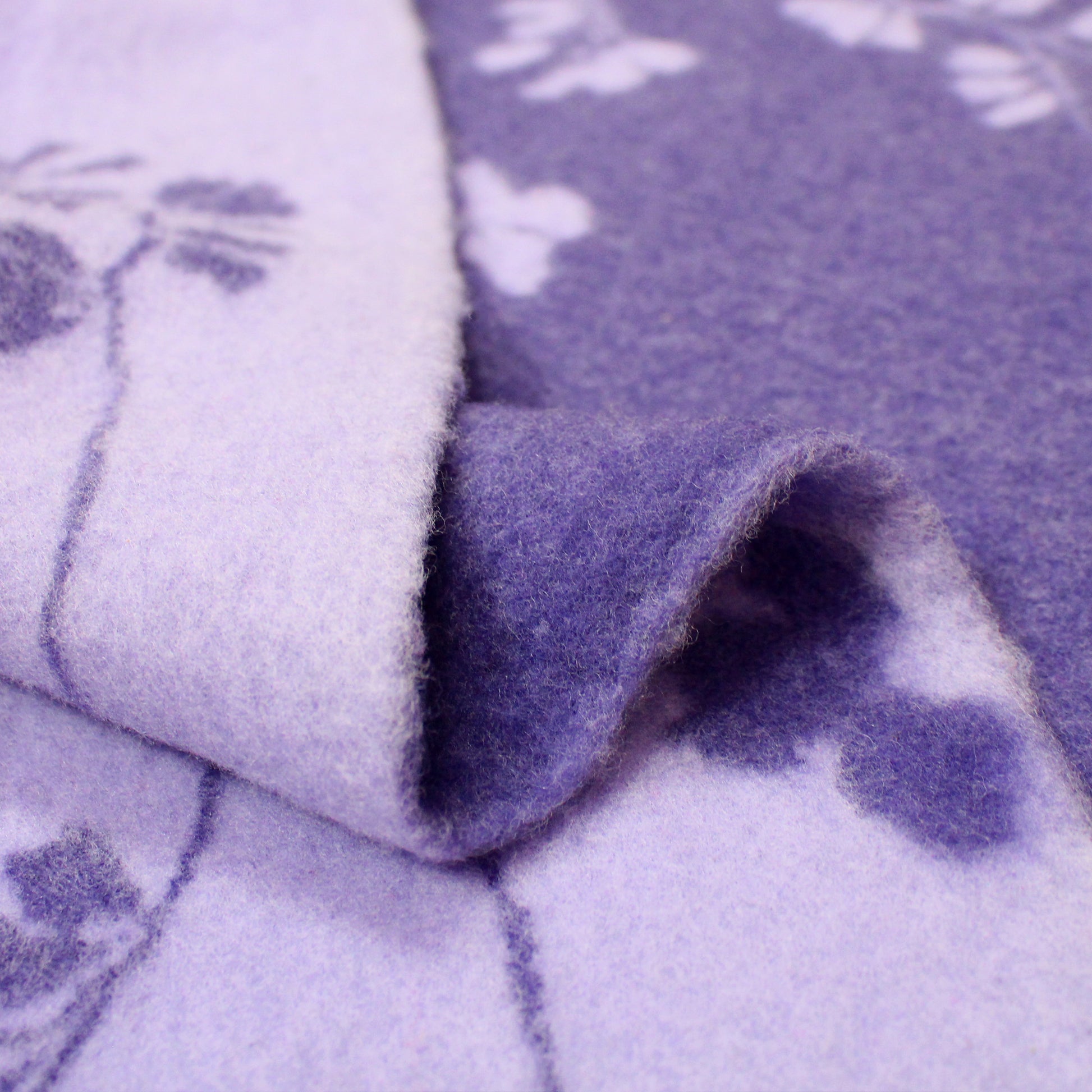 Italian 'lilac floral' doubleface brushed wool coating