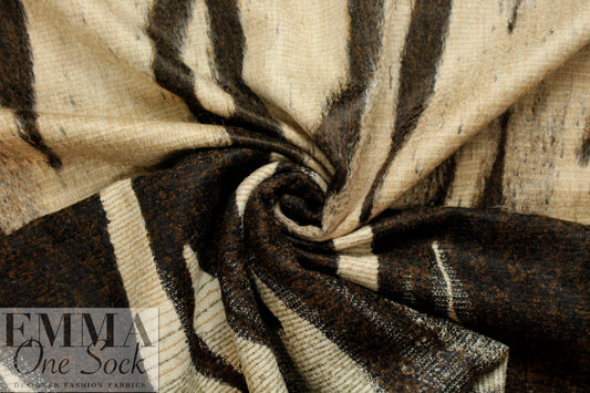 Italian wool/angora abstract doublecloth coating - earth