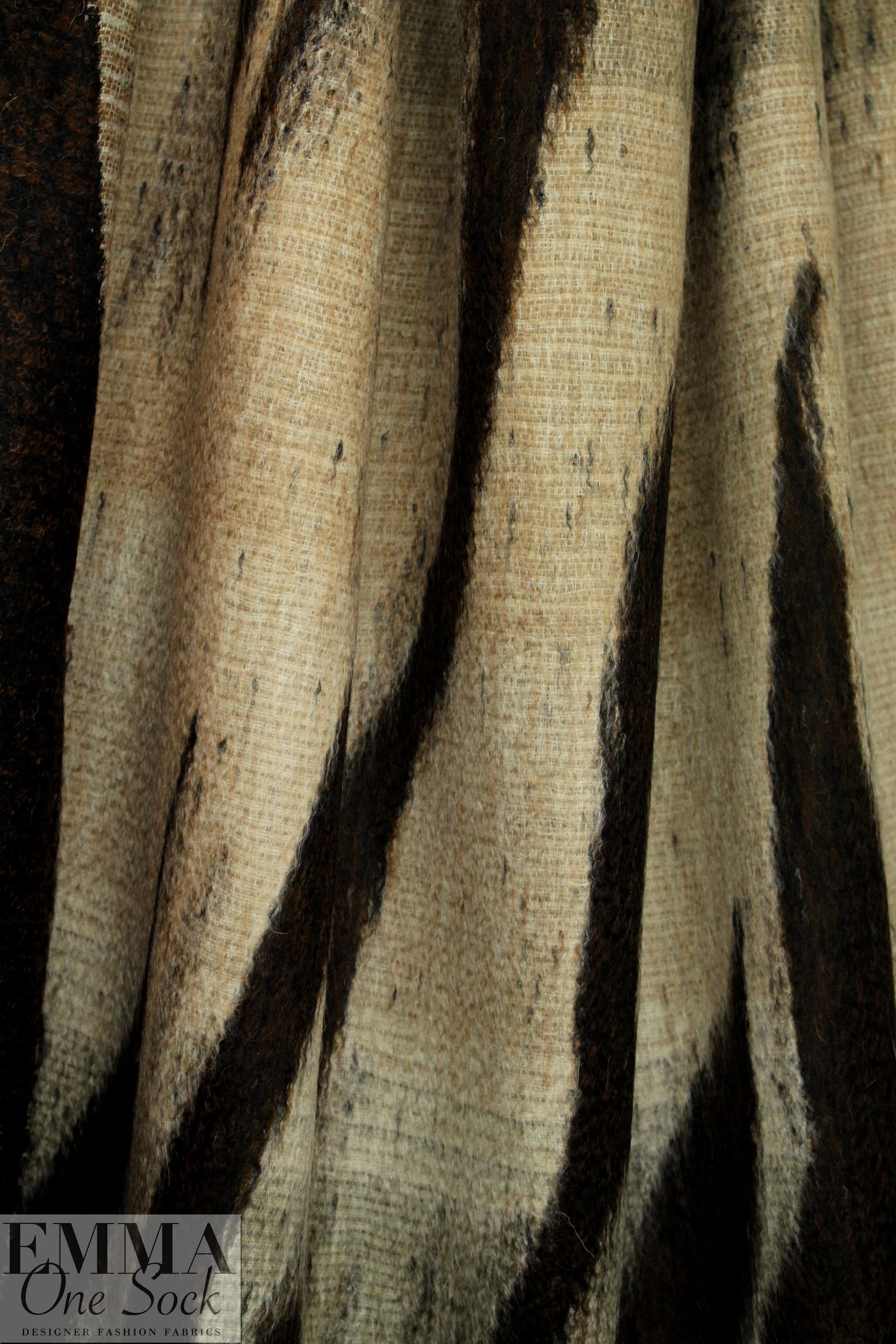 Italian wool/angora abstract doublecloth coating - earth