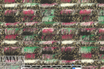 Italian chunky boucle-textured jade/fucshia wool knit