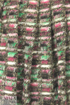 Italian chunky boucle-textured jade/fucshia wool knit 1.375 yds