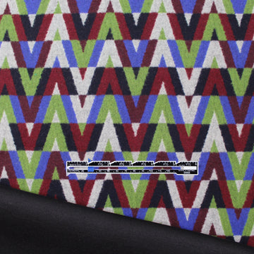 Italian 'banded chevrons' jacquard woven backed wool coating 2.25 yd