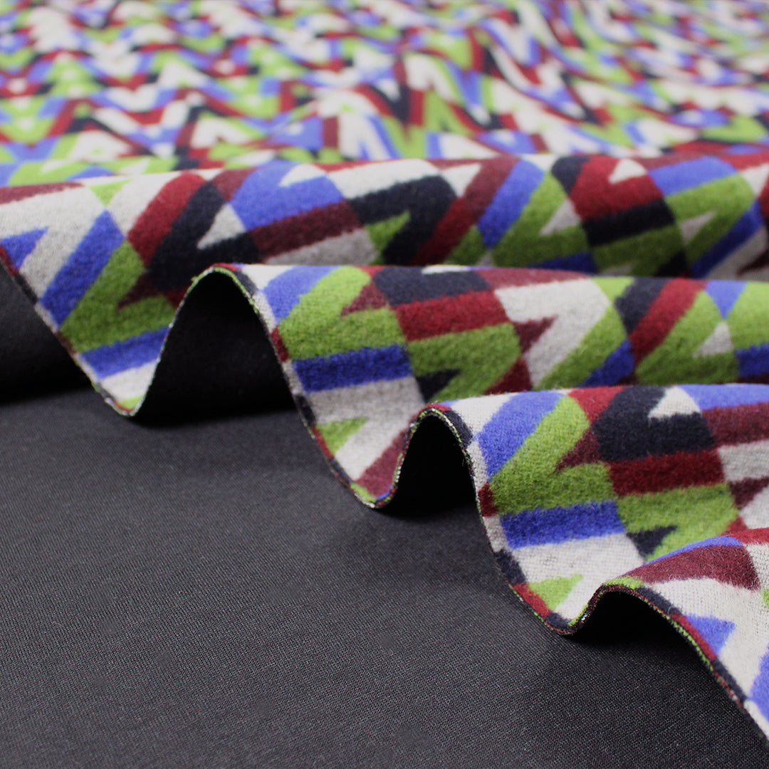 Italian 'banded chevrons' jacquard woven backed wool coating 2.25 yd