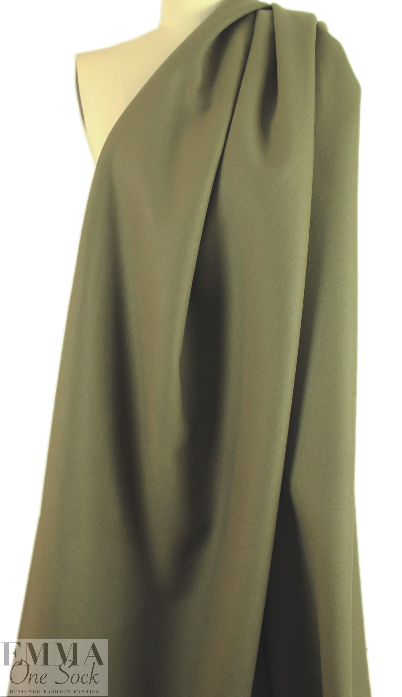 NY designer woven wool blend coating - olive .75 yds