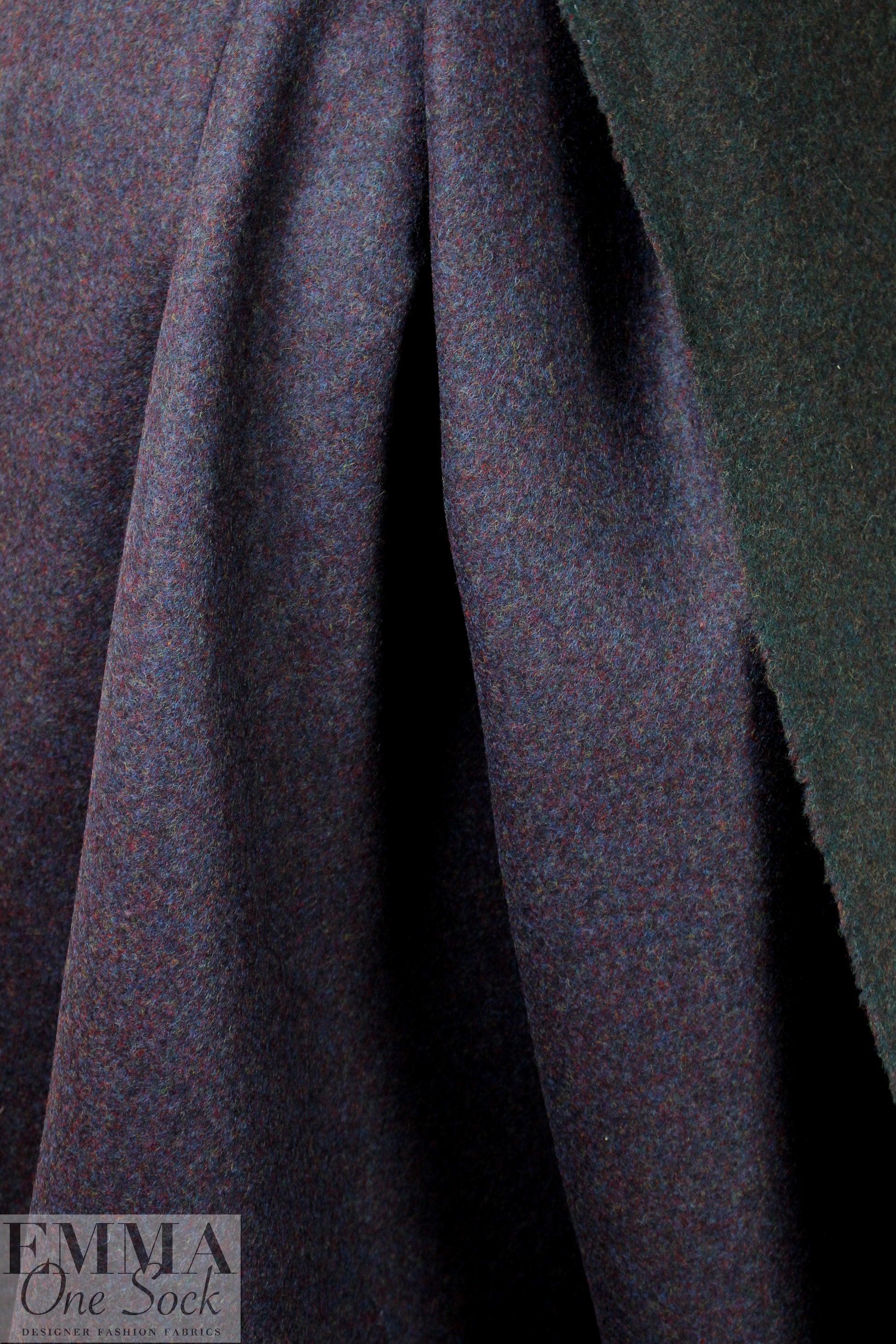 Italian wool doublecloth coating - mulberry/sapphire