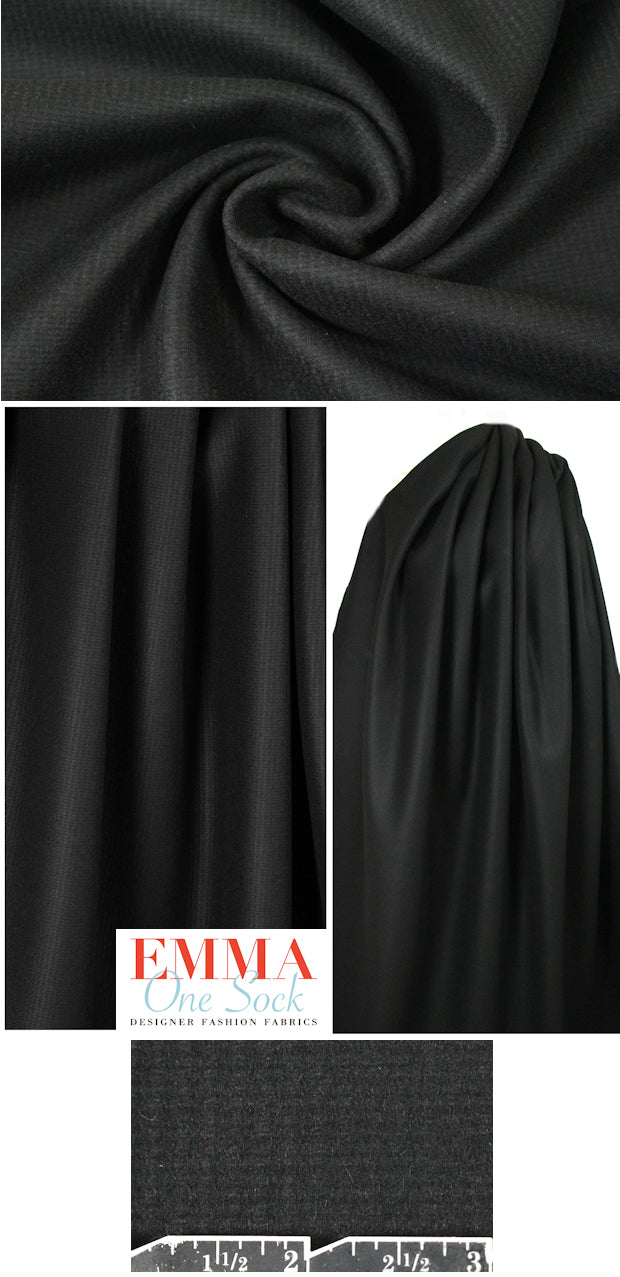 Italian jet black textured heavy wool coating