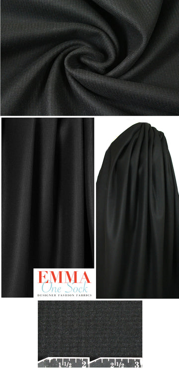 Italian jet black textured heavy wool coating 2 yd