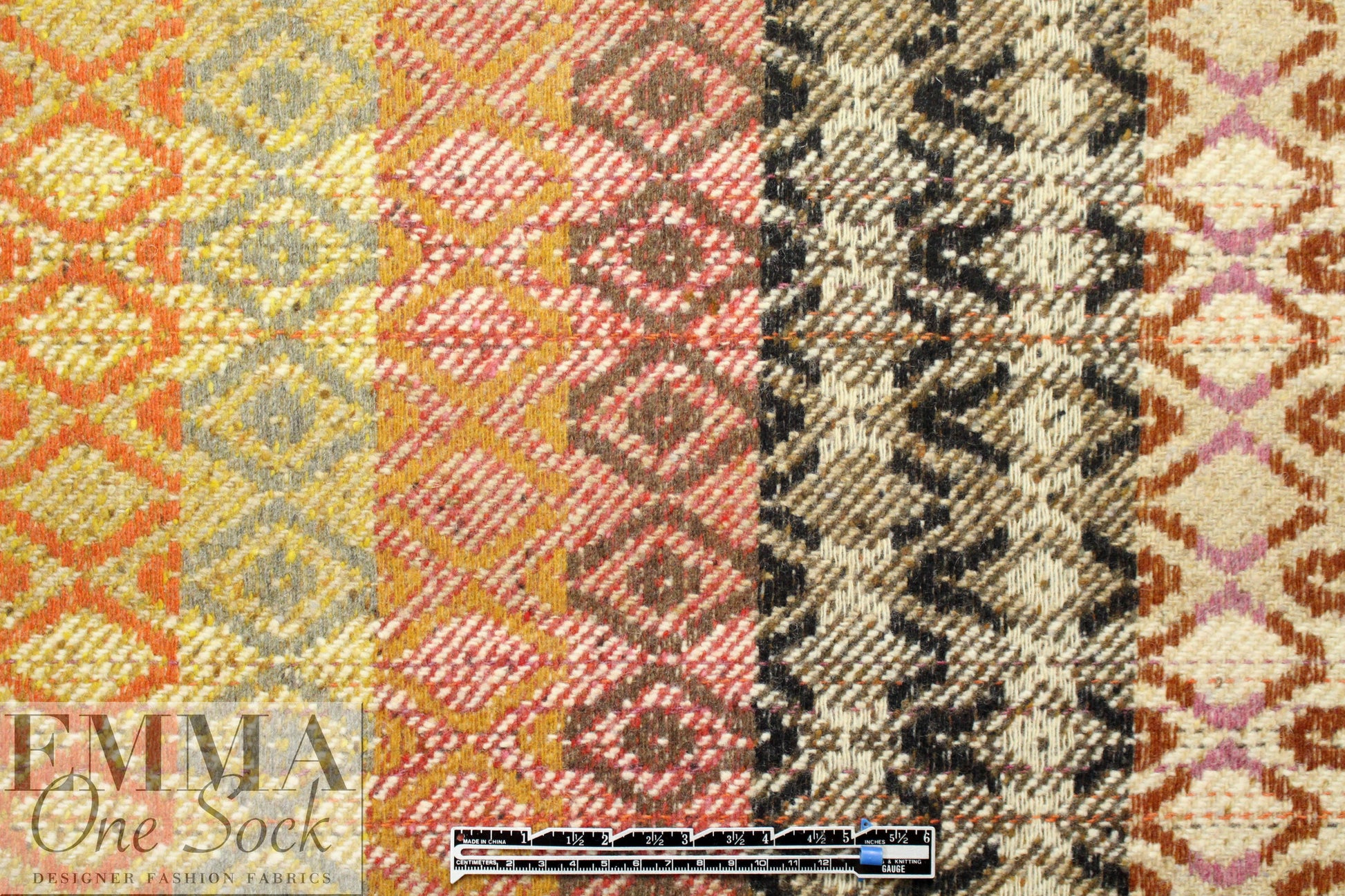 Italian wool 'fairisle' jacquard coating - autumn tones 1 yard