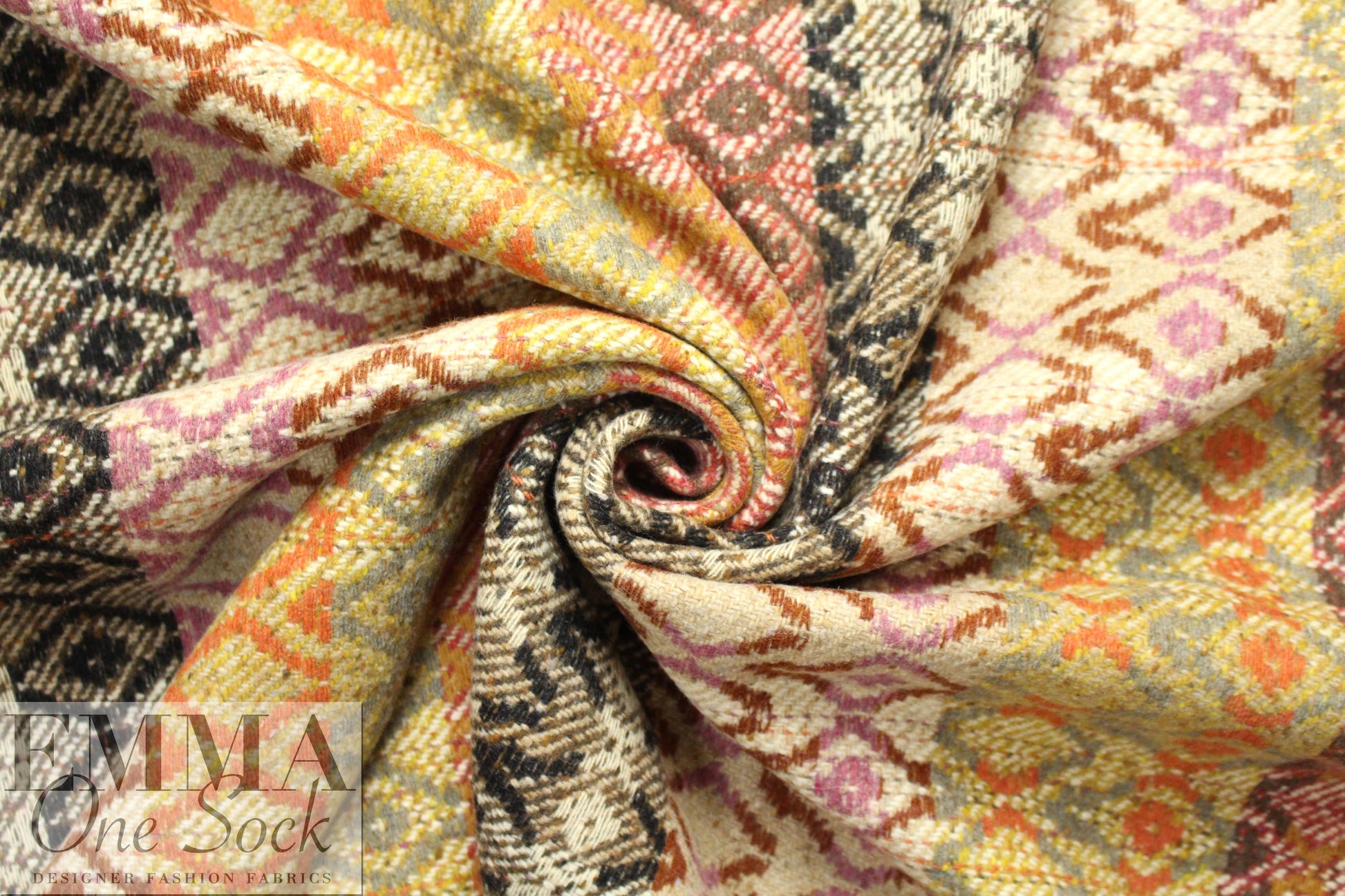 Italian wool 'fairisle' jacquard coating - autumn tones