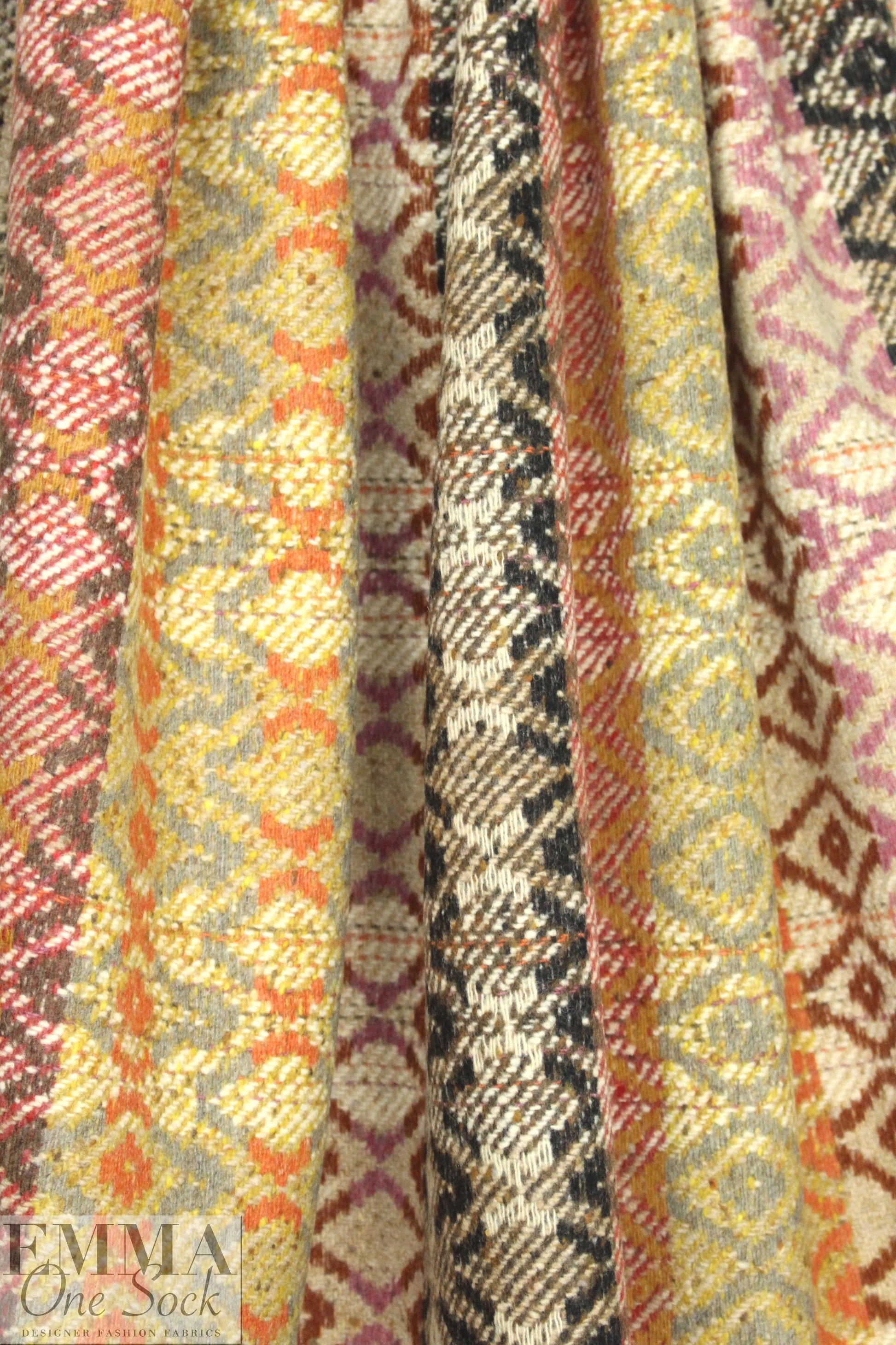 Italian wool 'fairisle' jacquard coating - autumn tones 1 yard