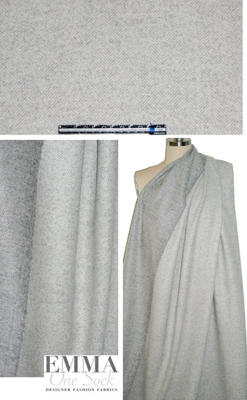 Italian light gray herringbone brushed wool woven 2 yd