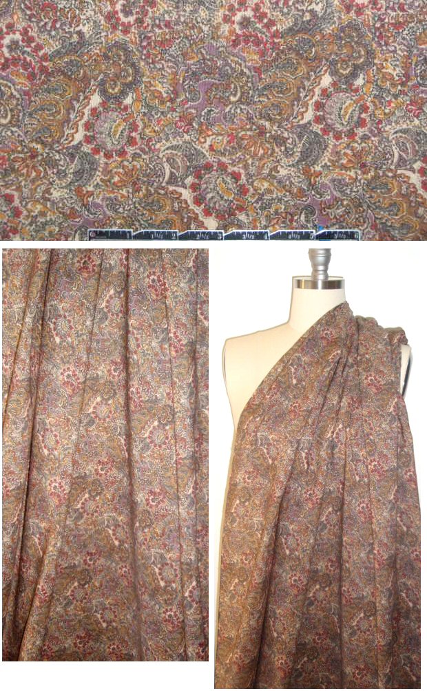 Italian wool/cotton challis 'retro hippie' print