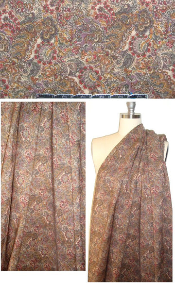 Italian wool/cotton challis 'retro hippie' print