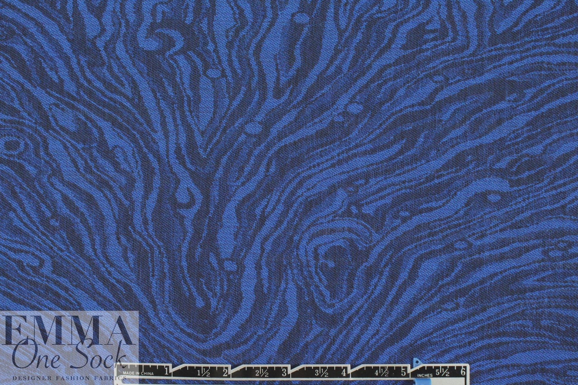 Italian wool/cotton swirl jacquard - royal/black
