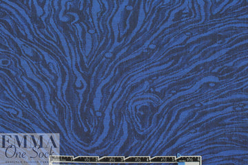 Italian wool/cotton swirl jacquard - royal/black