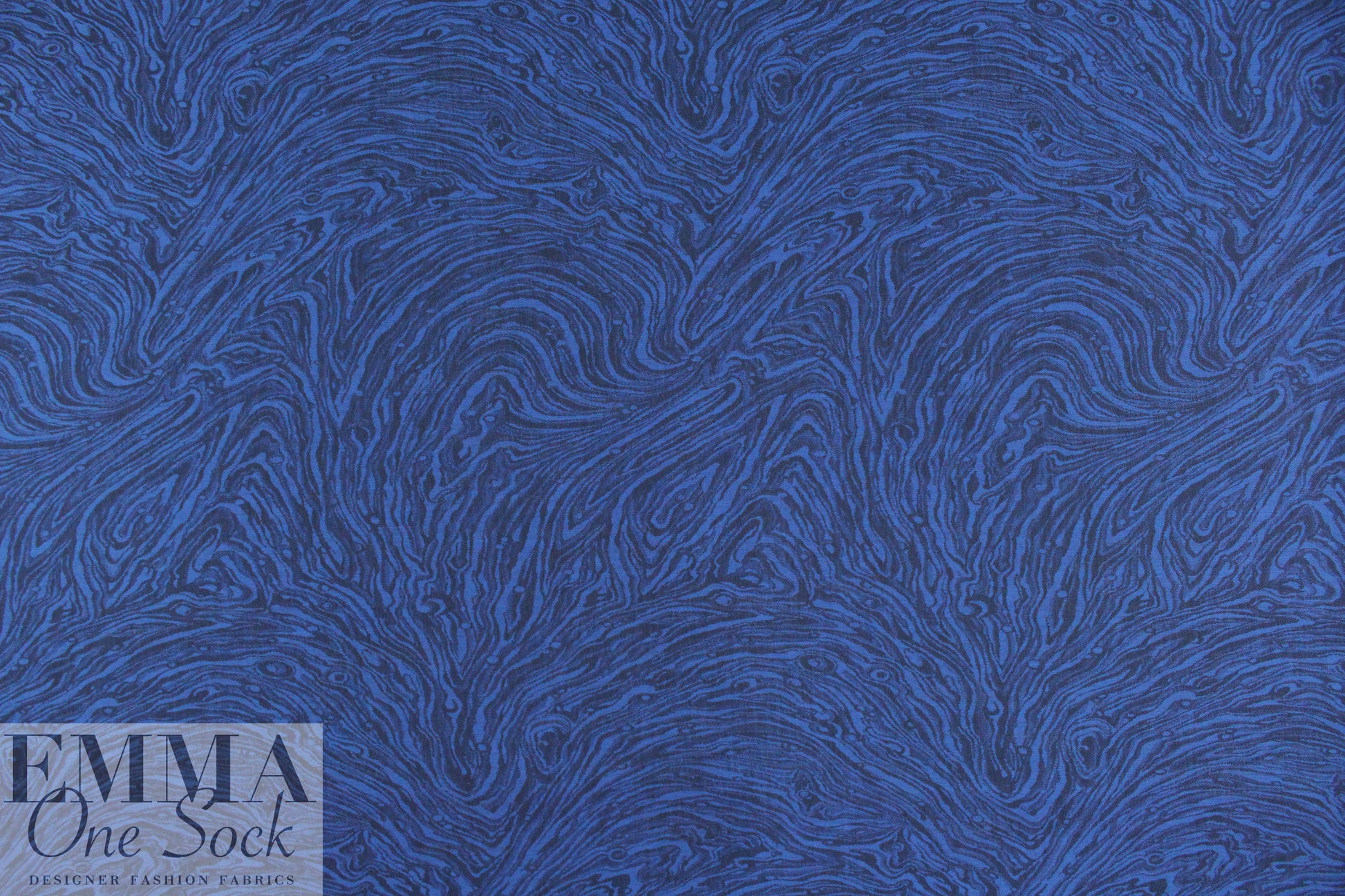 Italian wool/cotton swirl jacquard - royal/black