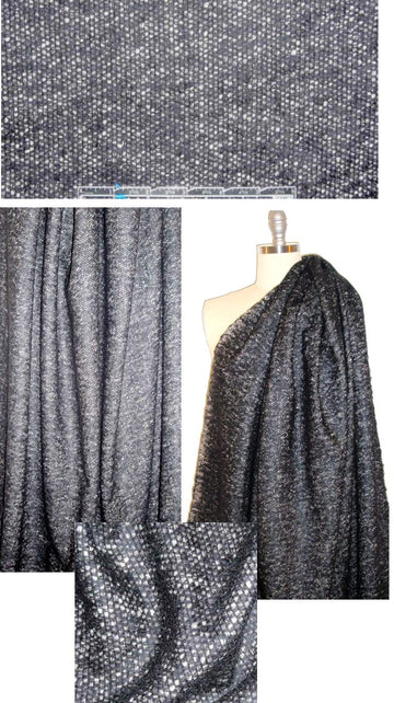Italian black/winter white tweedy wool/cotton coating .875 yds