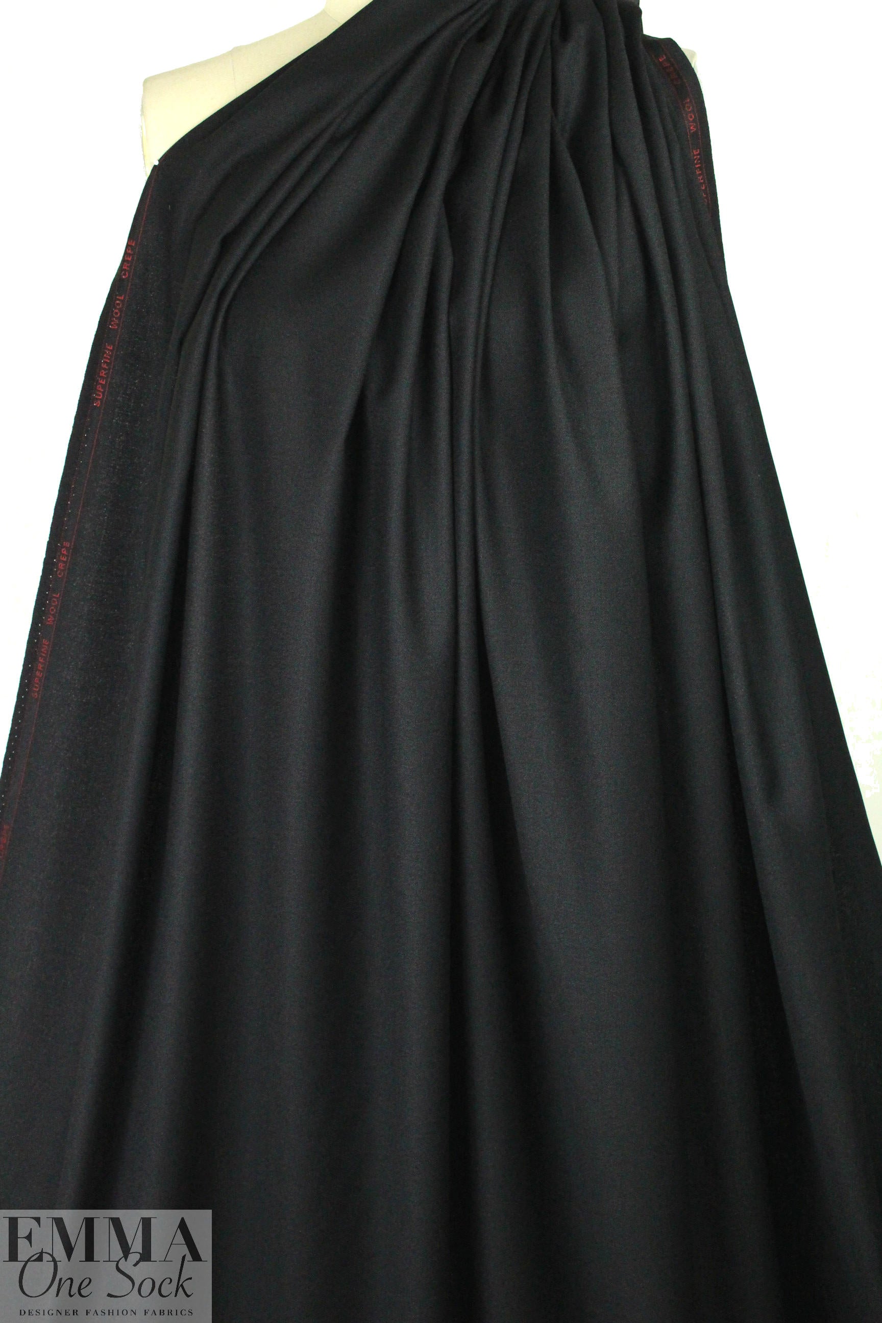 100% wool crepe - BLACK 1.125 yds