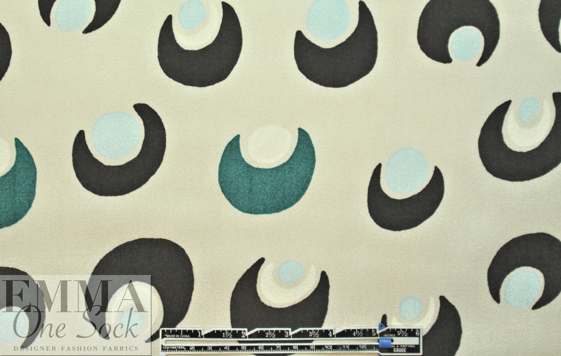 NY designer 'moon dots' graphic wool blend crepe