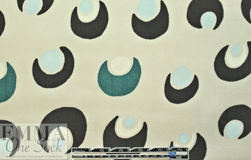 NY designer 'moon dots' graphic wool blend crepe