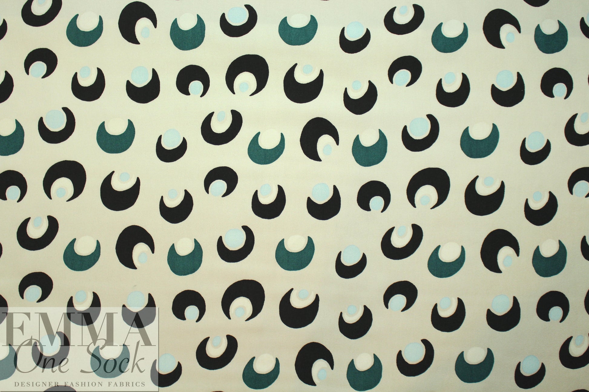 NY designer 'moon dots' graphic wool blend crepe