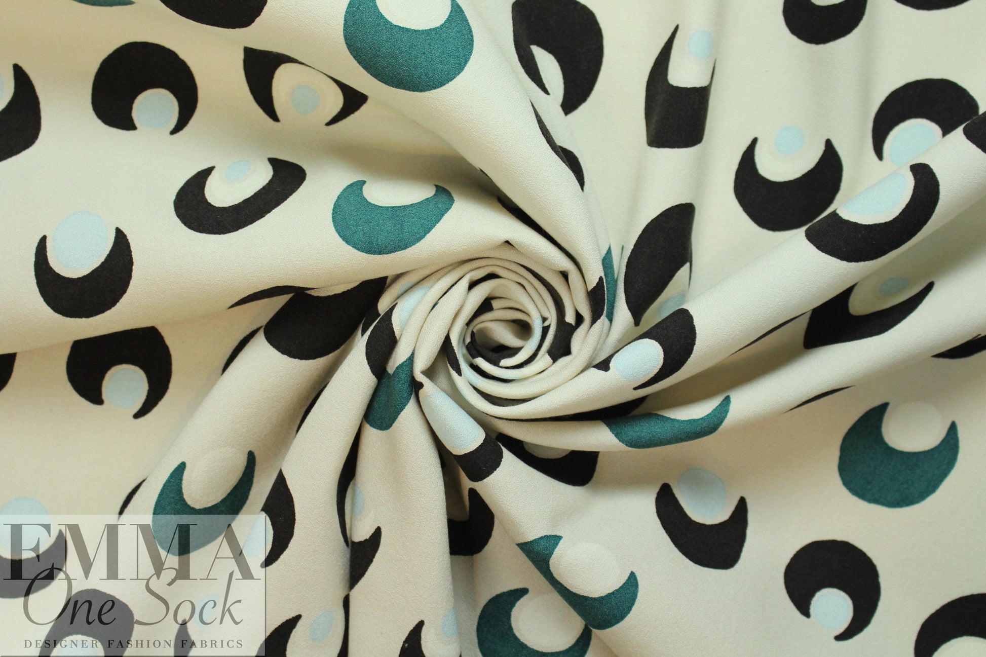 NY designer 'moon dots' graphic wool blend crepe
