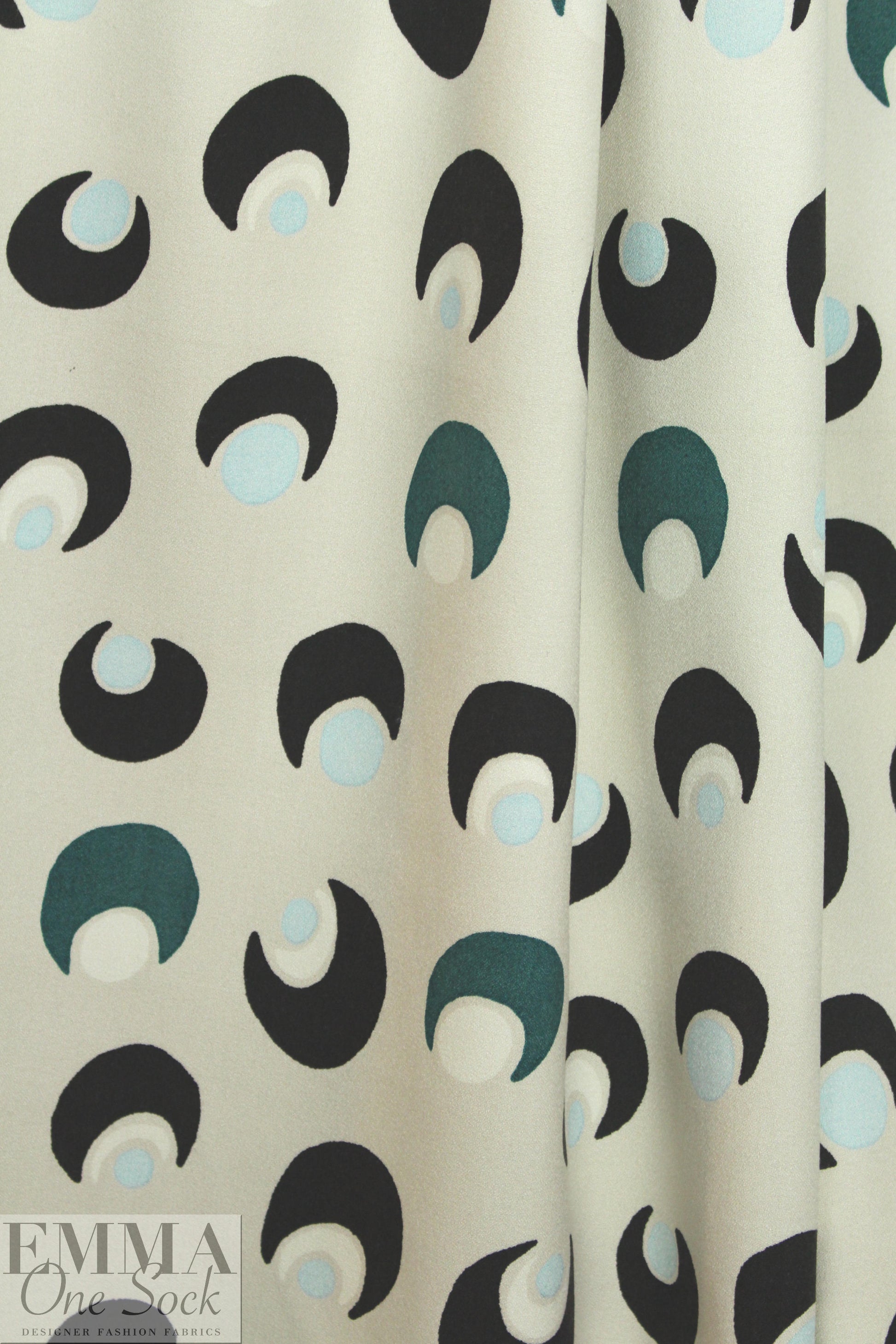 NY designer 'moon dots' graphic wool blend crepe