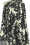 famous designer stylized swirl wool crepe woven