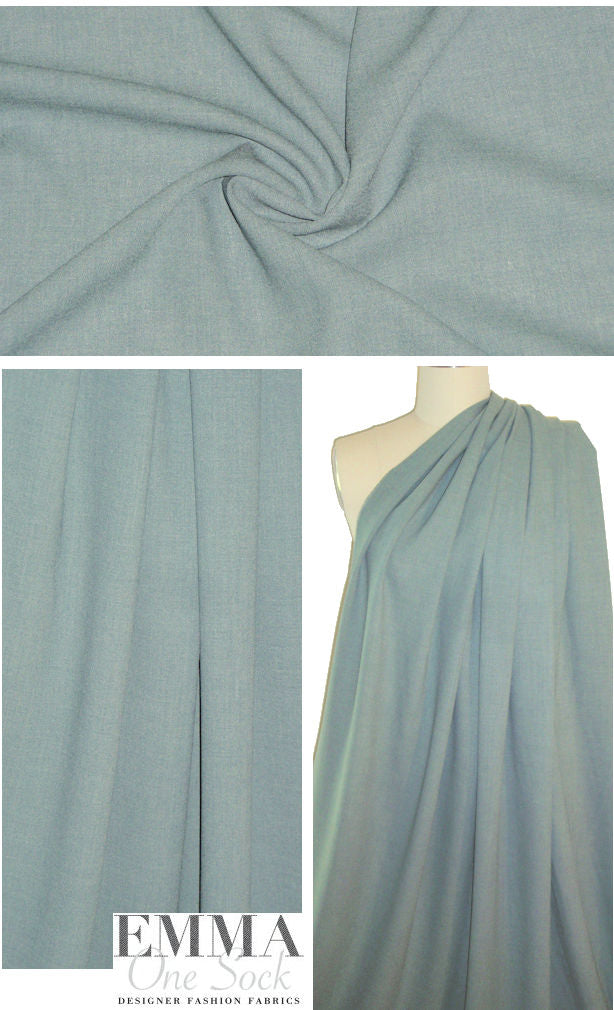 Italian 100% wool crepe - blue slate 1 yard